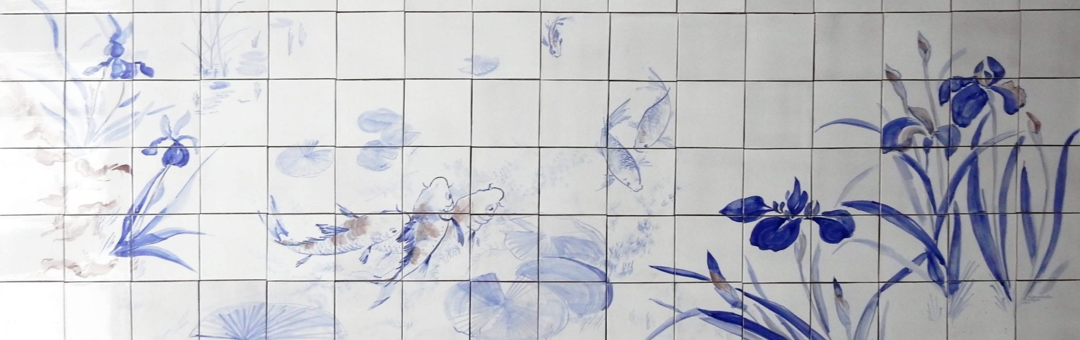 Fresque sur carrelage, faïence peinte